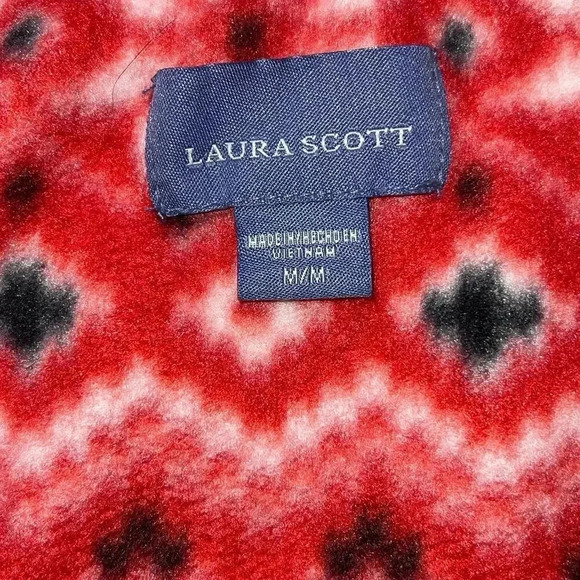Laura Scott Women's Red Fair Isle Microfleece Jacket Size M - Picture 6 of 7